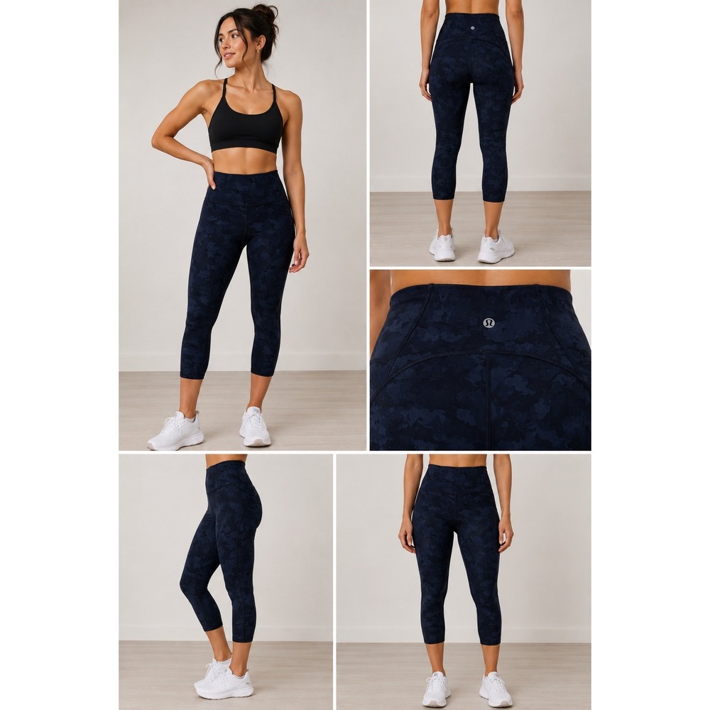 Lululemon Navy Camo High Rise Mesh Crop Leggings Size 4
